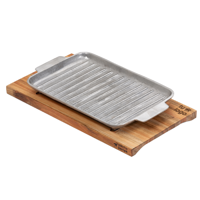 Bifera de Aluminio c/Base de Madera  Poncho Pampa - Imagen 1