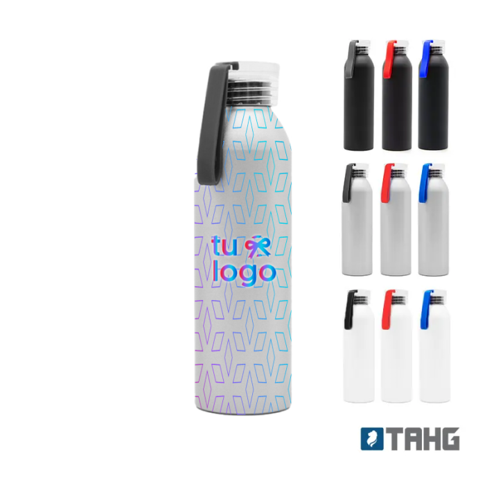 botella aluminio con tira de silicona