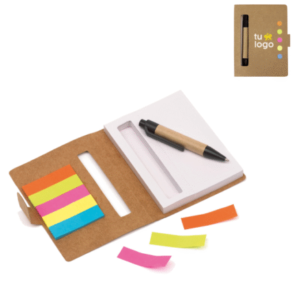 anotador post it con bolígrafo