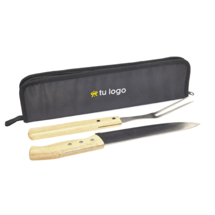 set de asado, cuchillo y tenedor